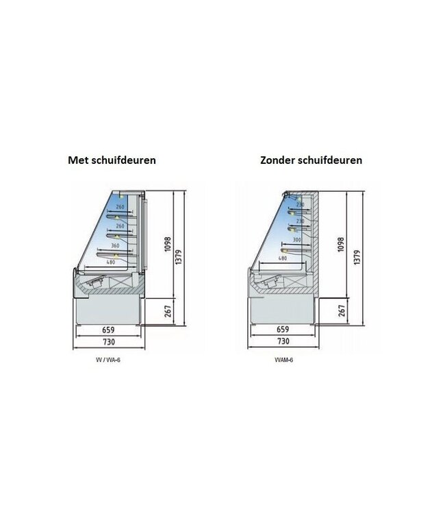 Koeltoonbank | VV-MR | taart, gebak en zuivel producten | (B)126x(D)73x(H)109,8/137,9cm | diverse opties