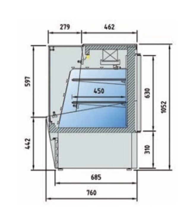 Koeltoonbank | VC-8 | taart, gebak en zuivel producten | (B)201x(D)76x(H)105,2cm | diverse opties