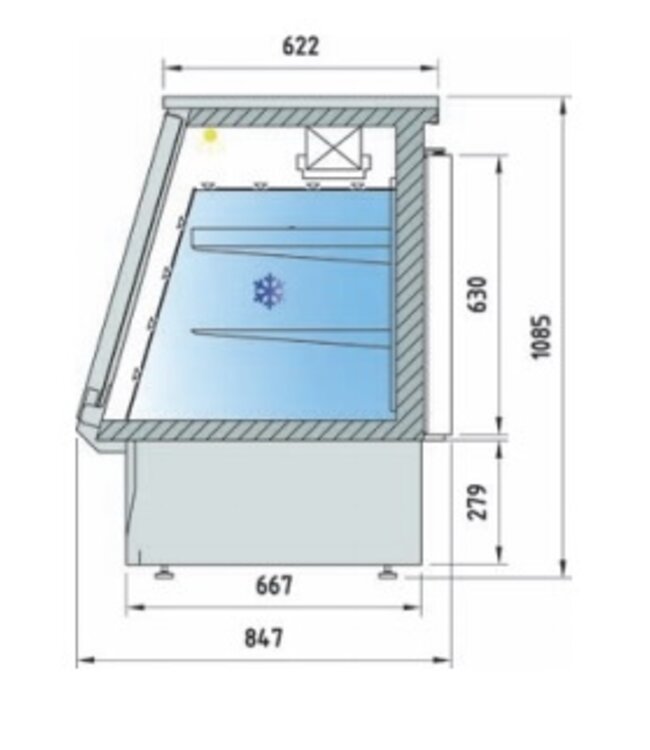 Koeltoonbank | VCC-9 | taart, gebak en zuivel producten | (B)201,5x(D)84,7x(H)63/108,5cm | diverse opties
