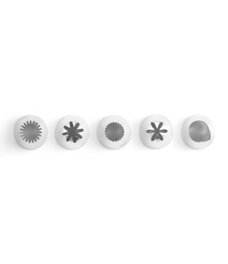 Decoratie spuitmondjes - bloemen en blaadjes - gekarteld & glad - set