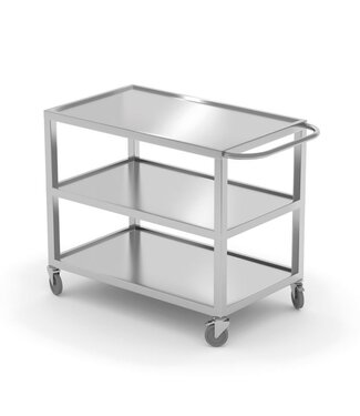 Hendi RVS Serveerwagen voor zware belasting | 3 Bladen | 80 kg per blad | (B)50x(D)80x(H)85cm