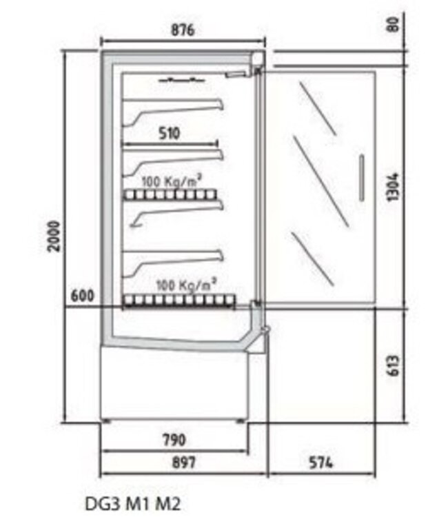 Wandkoeling DG3 25 I M1 | Fruit, vlees- en zuivel producten | (B)256x(D)89,7x(H)200cm | Diverse opties