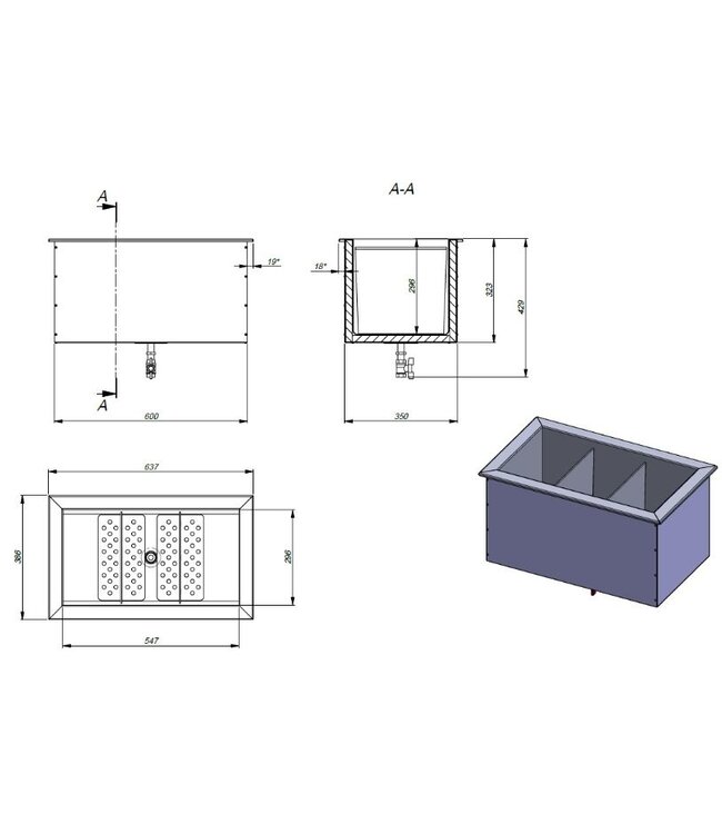 Ice chest drop-in (B)600x(D)350x(H)323mm - 43L inhoud
