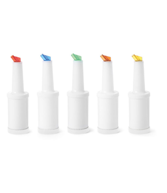 Bar opslagfles - 0,8 liter - Met 5 gekleurde doppen - Ø9x(H)30cm