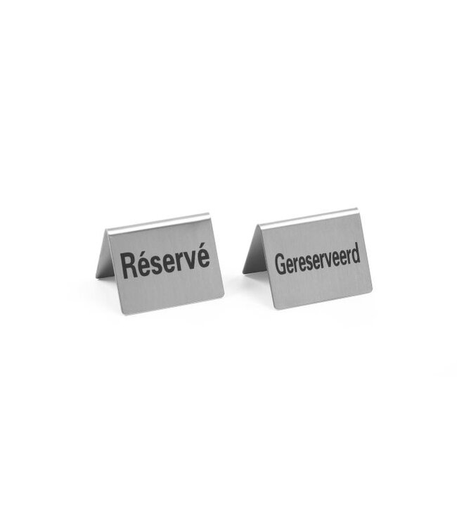 Gereserveerd/Reserviert tafelbordje | RVS | 4 Stuks | (B)3,5x(D)5x(H)4cm