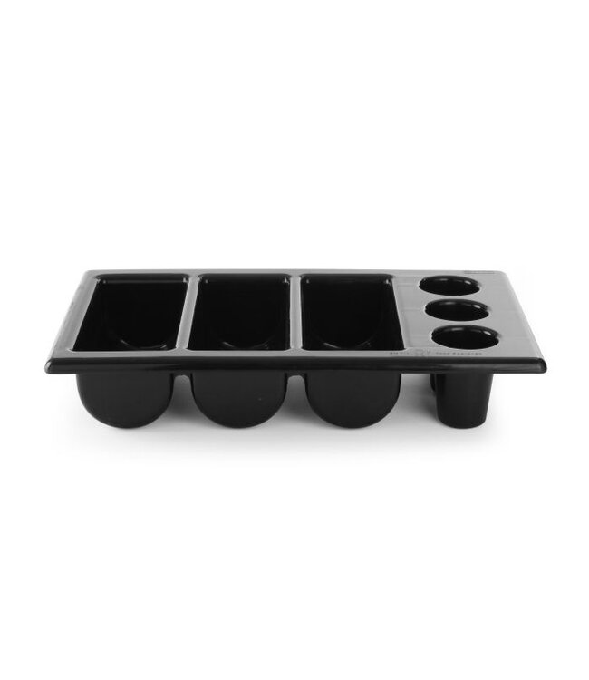 Bestekbak - 6 vakken - zwart - (B)32,5x(D)53x(H)10cm