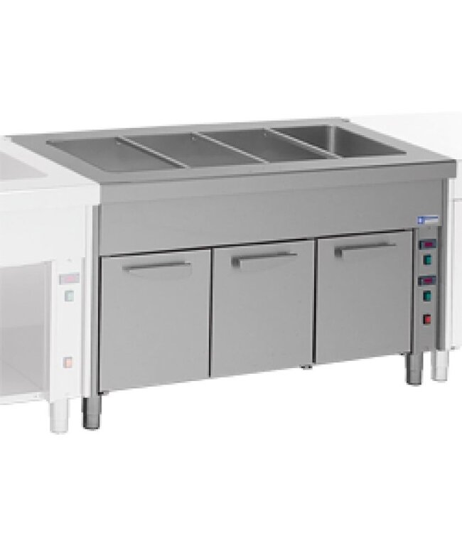 Bain-marie werk unit | RVS | op verwarmde kast | 4x 1/1GN | (B)150x(D)80x(H)90cm