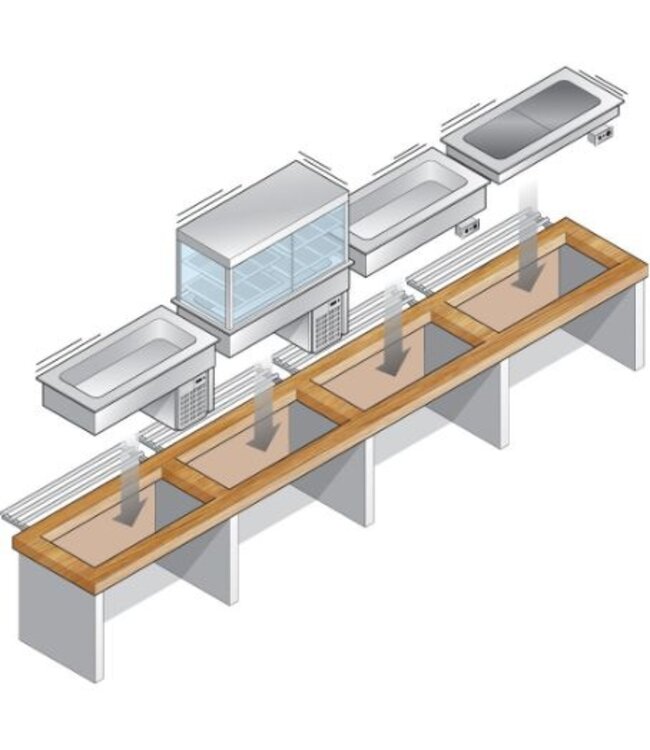 Koelvitrine | drop-in model | 3 niveaus | 3x 1/1GN | geventileerd | (B)112,5x(D)70x(H)140cm