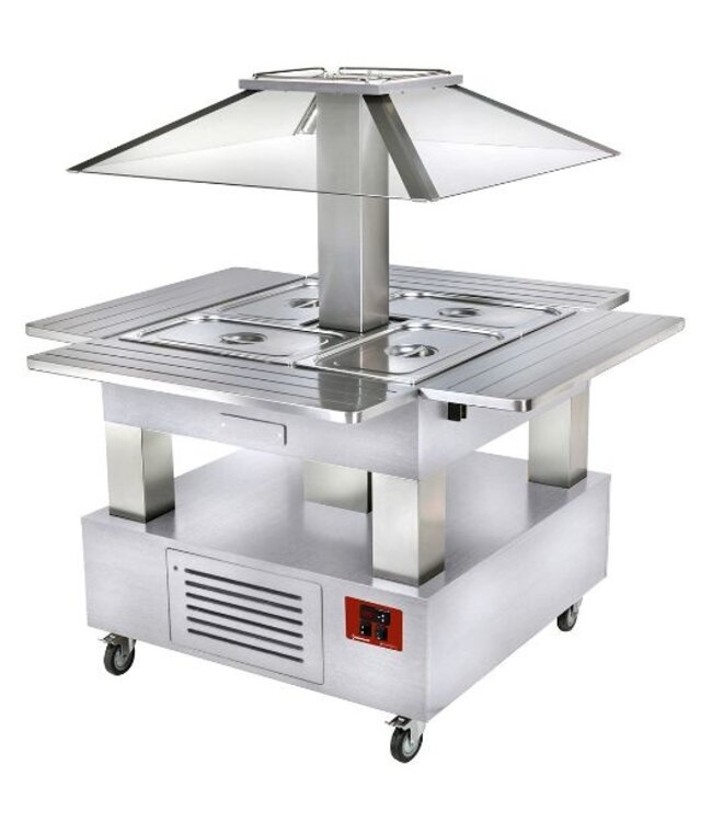 Bain-marie buffet eiland | 4x 1/1GN | wit hout | (B)104x(D)143,5x(H)154cm