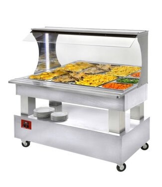 Diamond Bain-marie buffetwagen | 4x 1/1GN | wit hout | wand model | (B)149,5x(D)69x(H)140,5cm