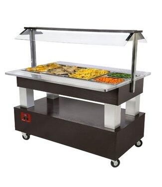 Diamond Bain-marie buffetwagen | 4x 1/1GN | wengé hout | (B)144x(D)66x(H)137cm