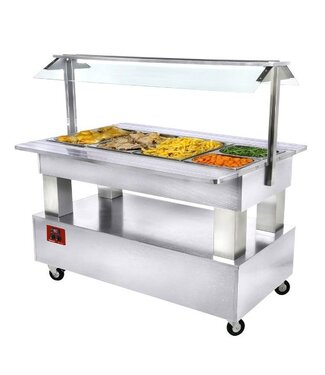 Diamond Bain-marie buffetwagen | 4x 1/1GN | wit hout | (B)144x(D)66x(H)137cm