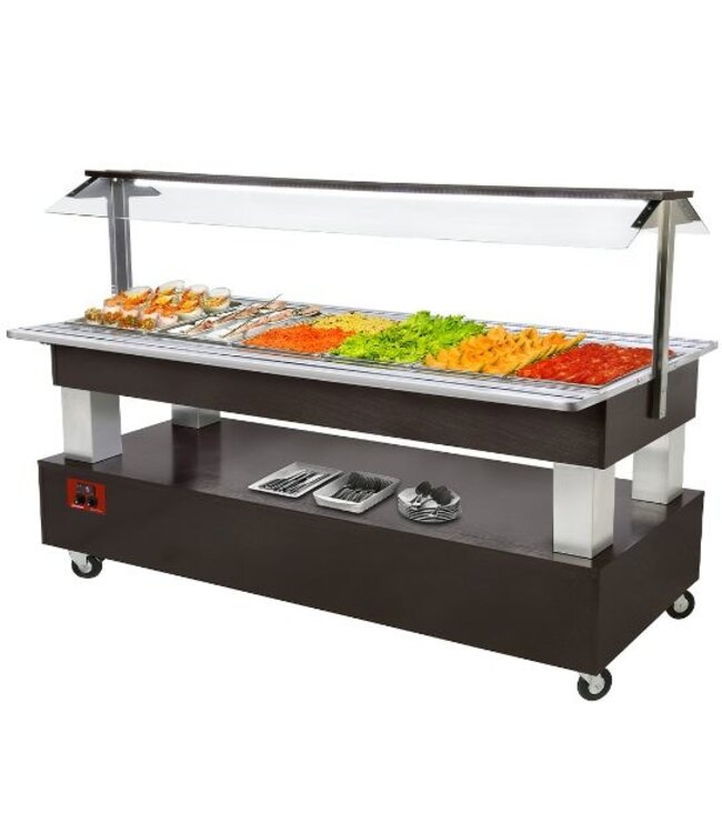 Gekoelde buffetwagen | 6x 1/1GN | wengé hout | (B)207x(D)66x(H)137cm