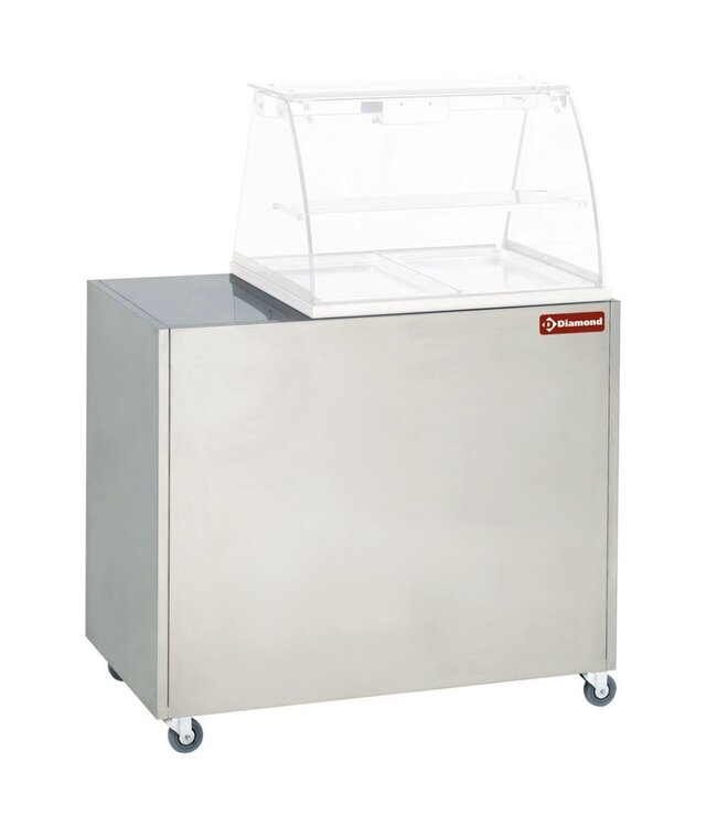 Onderstel RVS op wielen | voor bain-marie warmhoudvitrine VBE-211 | (B)106x(D)61,5x(H)138cm