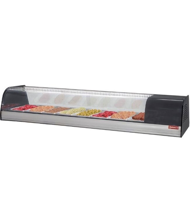 Gekoelde tapas vitrine | 8x 1/3GN | 2 tot 8 graden | (B)173x(D)41,5x(H)27cm