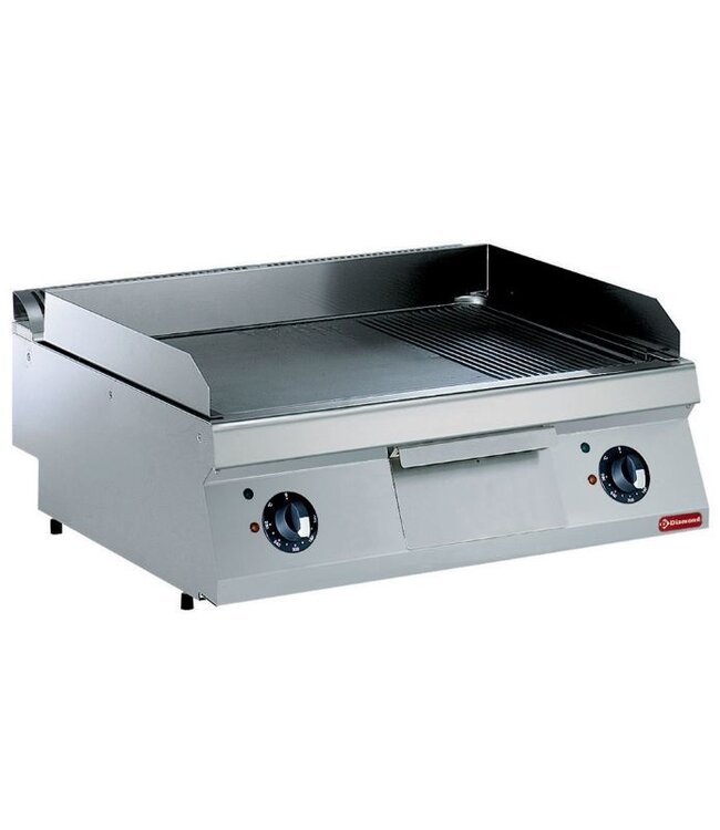 Bakplaat | Diamond Maxima 700 | elektrisch | 2/3 gladde en 1/3 gegroefde bakplaat | (B)80x(D)70/73x(H)25/32cm