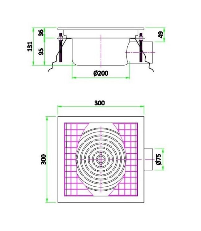 Vloerput | (H)13,1x(B)30x(D)30