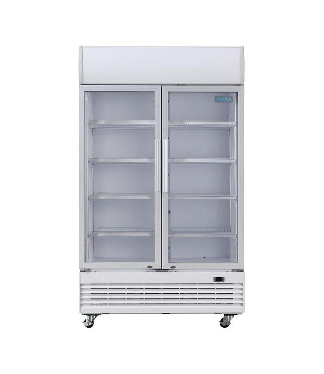 Dubbeldeurs displaykoeling met wielen | Klapdeuren | 950L | (H)203,6x(B)120x(D)73cm