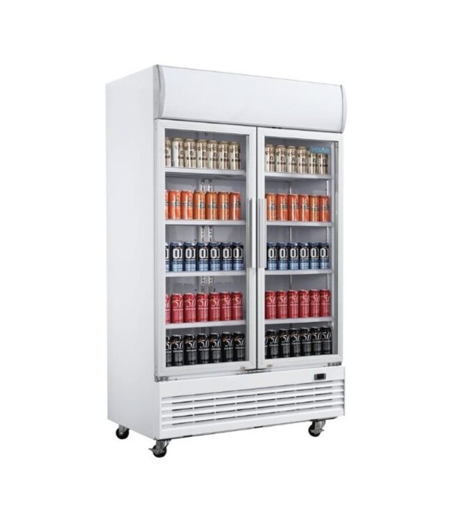 Dubbeldeurs displaykoeling met wielen | Klapdeuren | 950L | (H)203,6x(B)120x(D)73cm