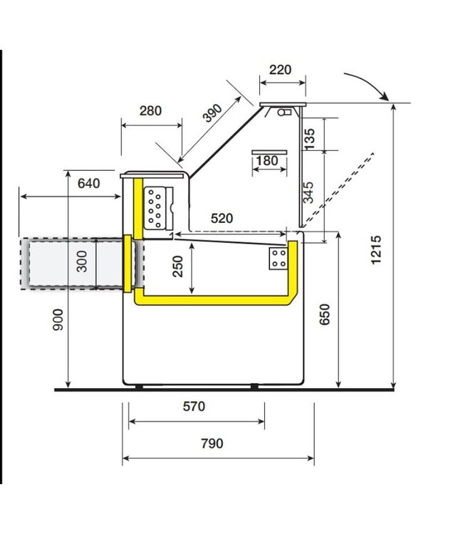 Koeltoonbank Hill | Recht glas | (H)122x(B)300x(D)80cm