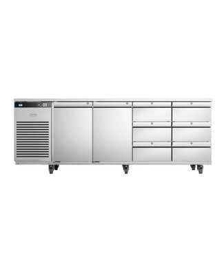 Foster Koelwerkbank Foster EP1/4H - 43-326 - RVS/ALU | +1/+4 Graden | 2 deuren 2x 3 lades