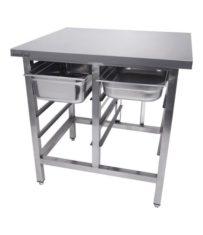 CaterChef RVS Werktafel met 8 regalen voor 1/1GN | (B)90x(D)80x(H)90cm