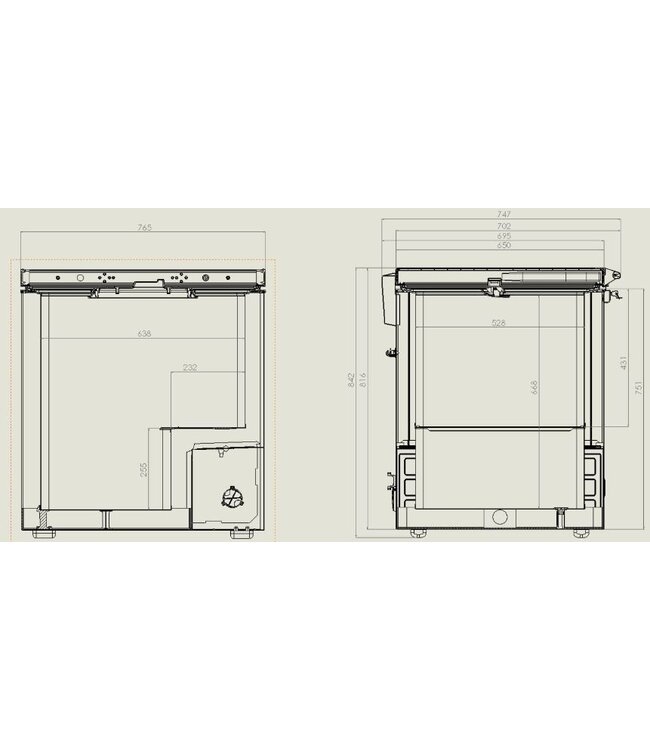 Vrieskist RVS deksel | 202L | (H)84x(B)76,5x(D)74,3cm