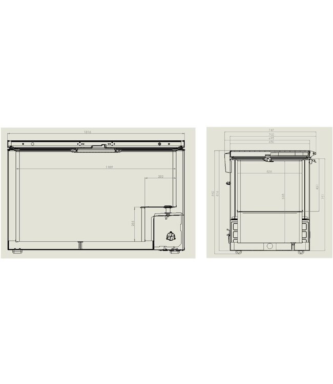 Vrieskist RVS deksel | 407L | (H)84x(B)131,6x(D)74,3cm