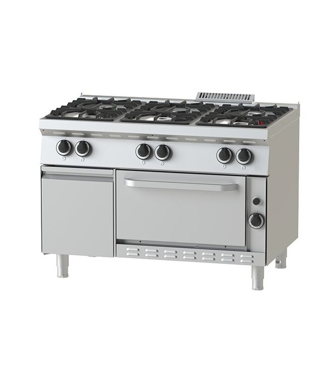 Gasfornuis met gas oven | 6 pits | 39,5kW | (H)85x(B)80x(D)75cm