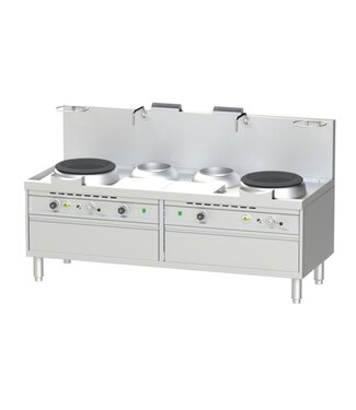 Nayati Turbo woktafel | aardgas | 2 branders | 80kW | (H)75/120x(B)220x(D)90cm