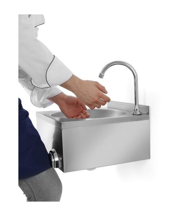 Handenwasbak met kniebediening | RVS | 400x400x240mm
