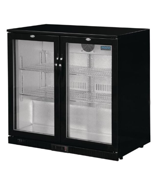 Bar dubbel display koeling | 2 klapdeuren | Zwart | 208L | (H)90x(B)90x(D)52