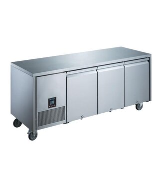 Polar Koelwerkbank | 3 deurs | Wielen | 420L | (H)85x(B)188,5x(D)66