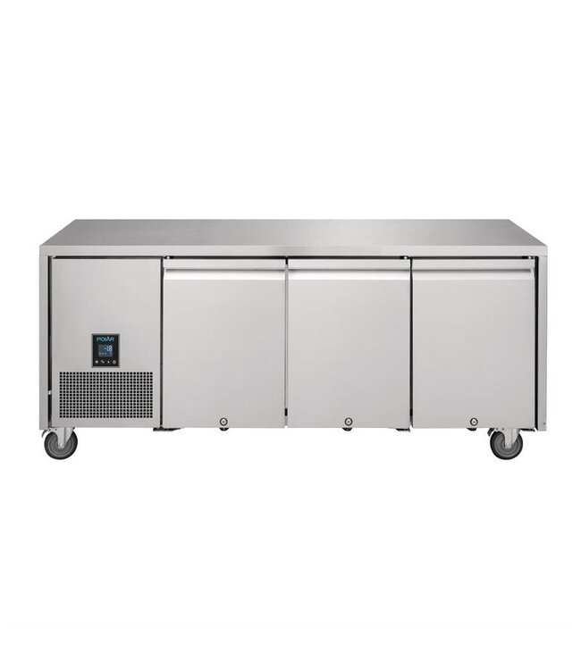 Vrieswerkbank RVS | 3 deurs | Wielen | 420L | (H)85x(B)188,5(D)66