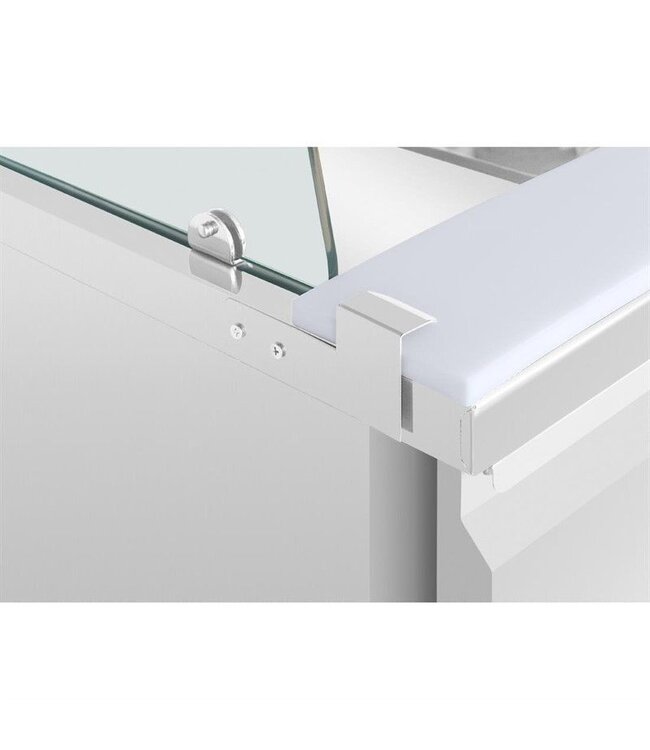 Saladette met glazen vitrine | 4 deurs | 4x 1/1GN | (H)136x(B)223x(D)70cm