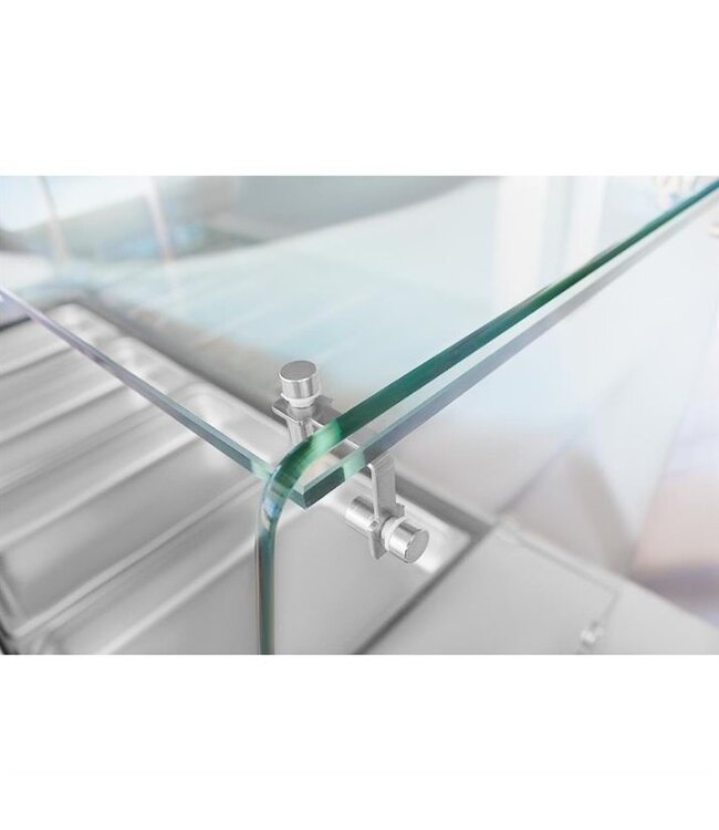 Saladette met glazen vitrine | 4 deurs | 4x 1/1GN | (H)136x(B)223x(D)70cm