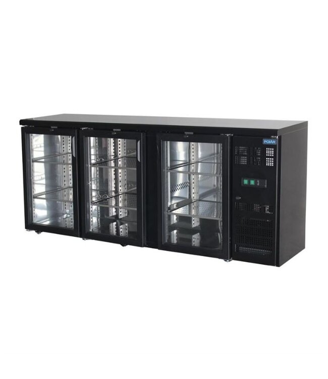 Barkoeling | 3 glazen deuren | Zwart | 355L | (H)86x(B)200,2x(D)53,5