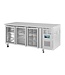 Koelwerkbank 3 glazen deuren | RVS | 358L | (H)86x(B)179,5x(D)70cm