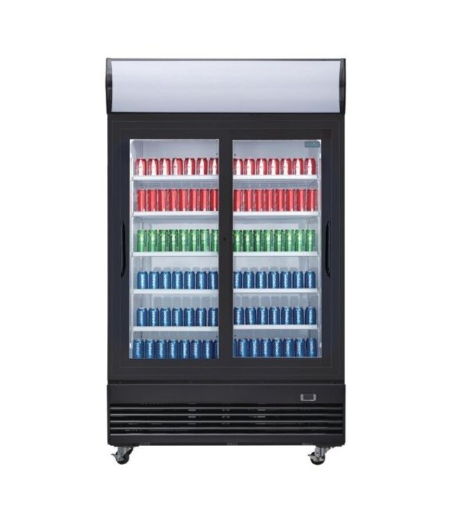 Dubbeldeurs displaykoeling met wielen | Schuifdeuren | 950L | (H)203,6x(B)120x(D)73cm
