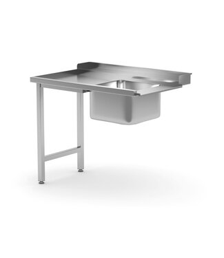 Hendi RVS Aanvoertafel voor Doorschuifvaatwasser - Links - (H)85x(B)120x(D)70