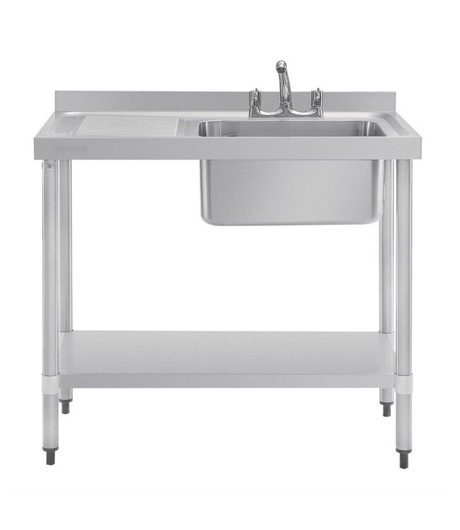 RVS tafel met spoelbak rechts Vogue | 120cm