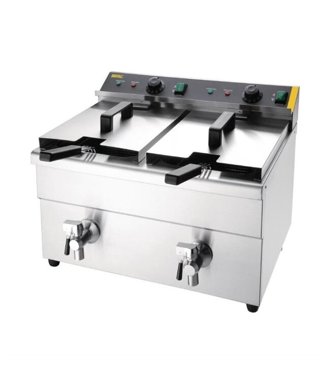 Friteuse Buffalo | 2x7,5L | 2x 3kW | Inductie | met aftapkraan