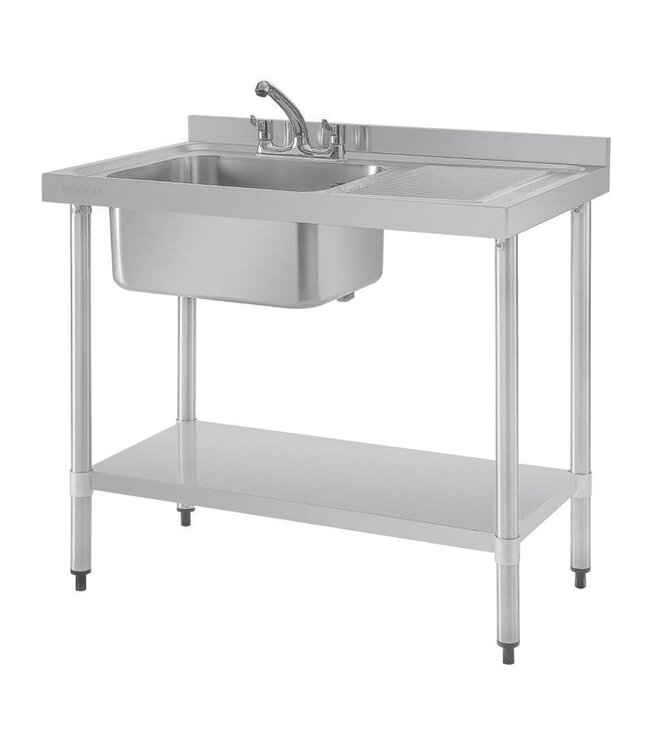 RVS tafel met spoelbak links Vogue | 100cm