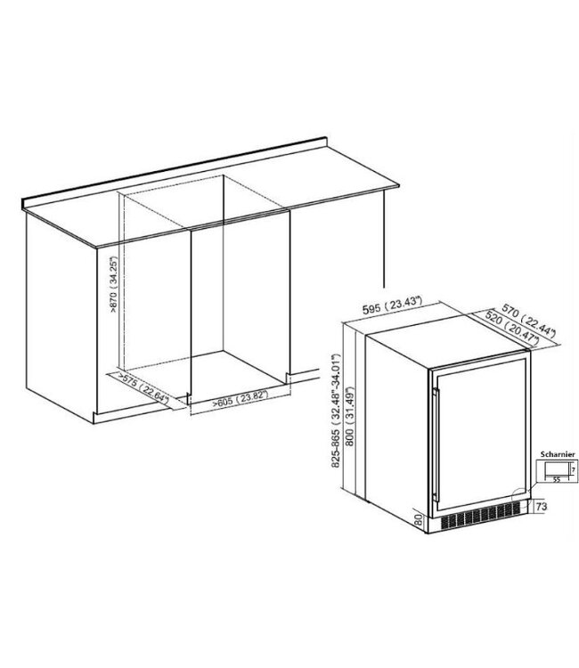 Wijnklimaatkast | Dubbele zone | +5 tot +22 graden | 46 flessen | (H)82,5x(B)59,5x(D)57cm