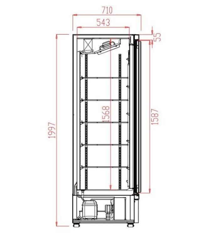 Vrieskast met 3 glazen deuren | Side-by-side | 1450L | (H)199,7x188x71cm