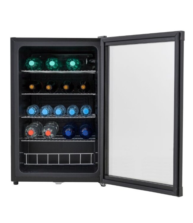 Koelkast tafelmodel | glazen deur | Zwart | 130L | (H)84x(B)54x(D)55