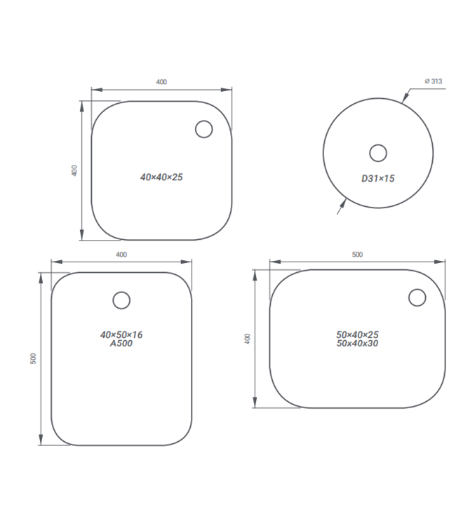 Verschillende spoelbakken