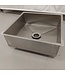 Occasion: Maatwerk RVS spoelbak | 360x360x(h)120/135 | AISI304 | x-bottom | afvoergat Ø50mm