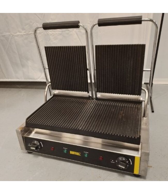 Occasion: Buffalo contactgrill | budget dubbel | gegroefd | 2,9kW | (H)17,5x(B)54x(D)39,5