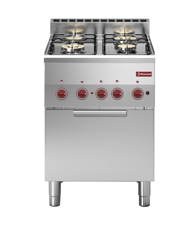 Gasfornuis | Diamond Pro 600 | 2x 3,3kW en 2x 3,6kW | incl elektrische oven | (B)60x(D)60x(H)85/97cm